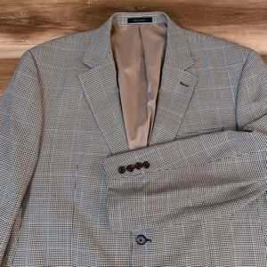 Lauren Ralph Lauren Blazer Mens 46R Sports Jacket Silk Wool Houndstooth Beige